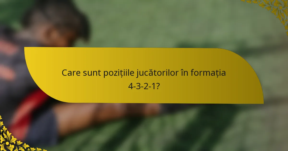 Care sunt pozițiile jucătorilor în formația 4-3-2-1?