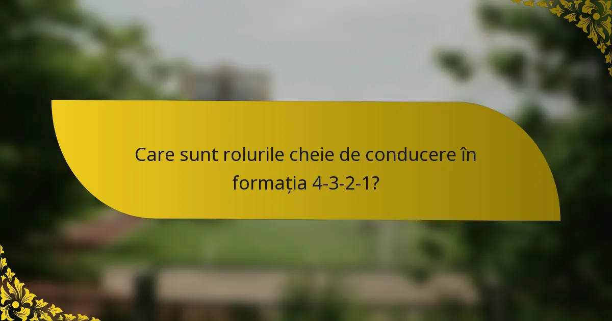 Care sunt rolurile cheie de conducere în formația 4-3-2-1?
