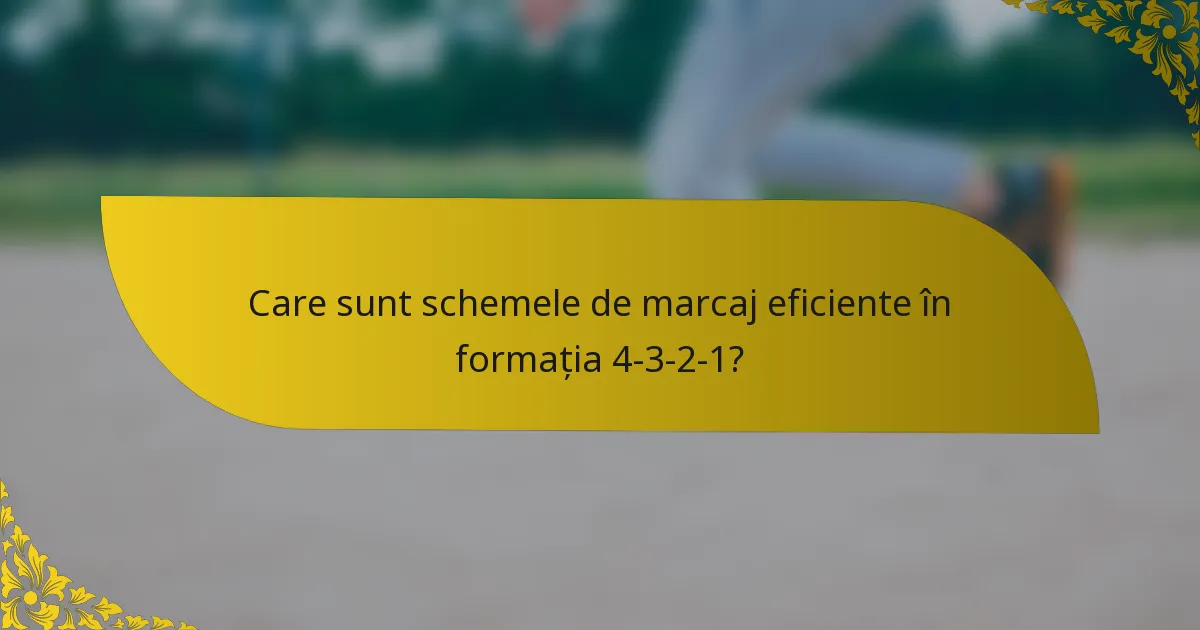 Care sunt schemele de marcaj eficiente în formația 4-3-2-1?