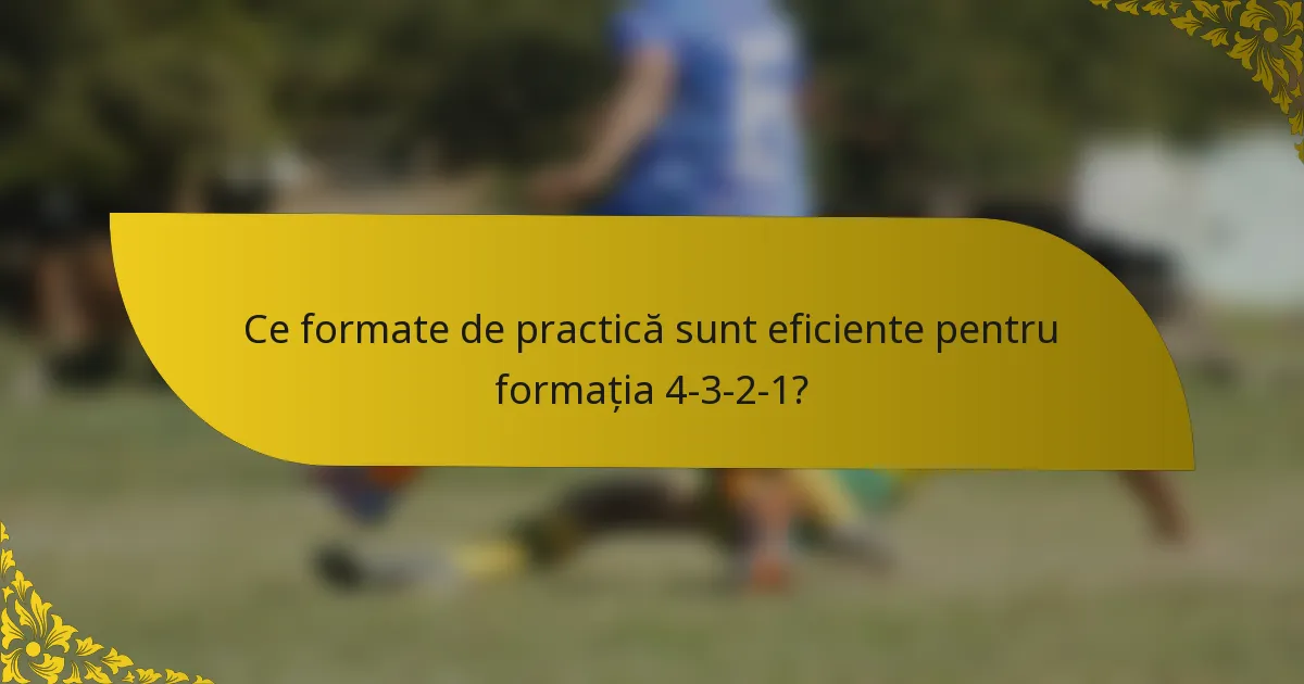 Ce formate de practică sunt eficiente pentru formația 4-3-2-1?