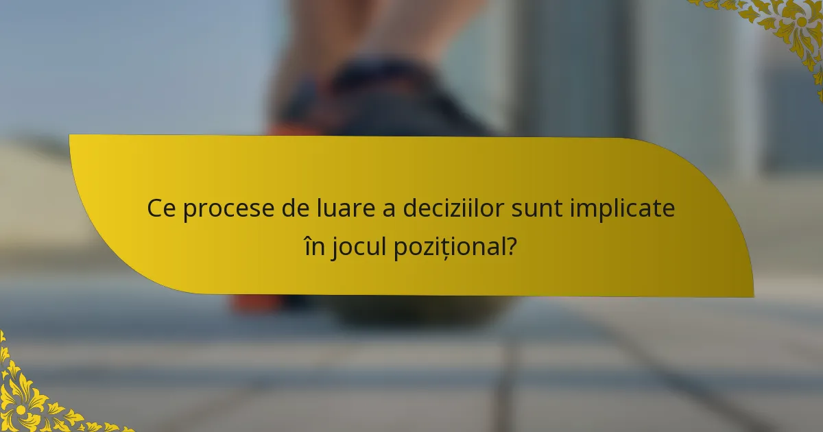 Ce procese de luare a deciziilor sunt implicate în jocul pozițional?