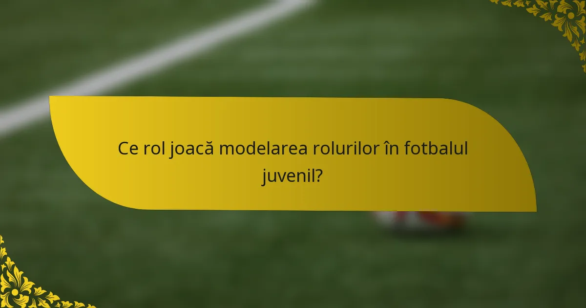 Ce rol joacă modelarea rolurilor în fotbalul juvenil?