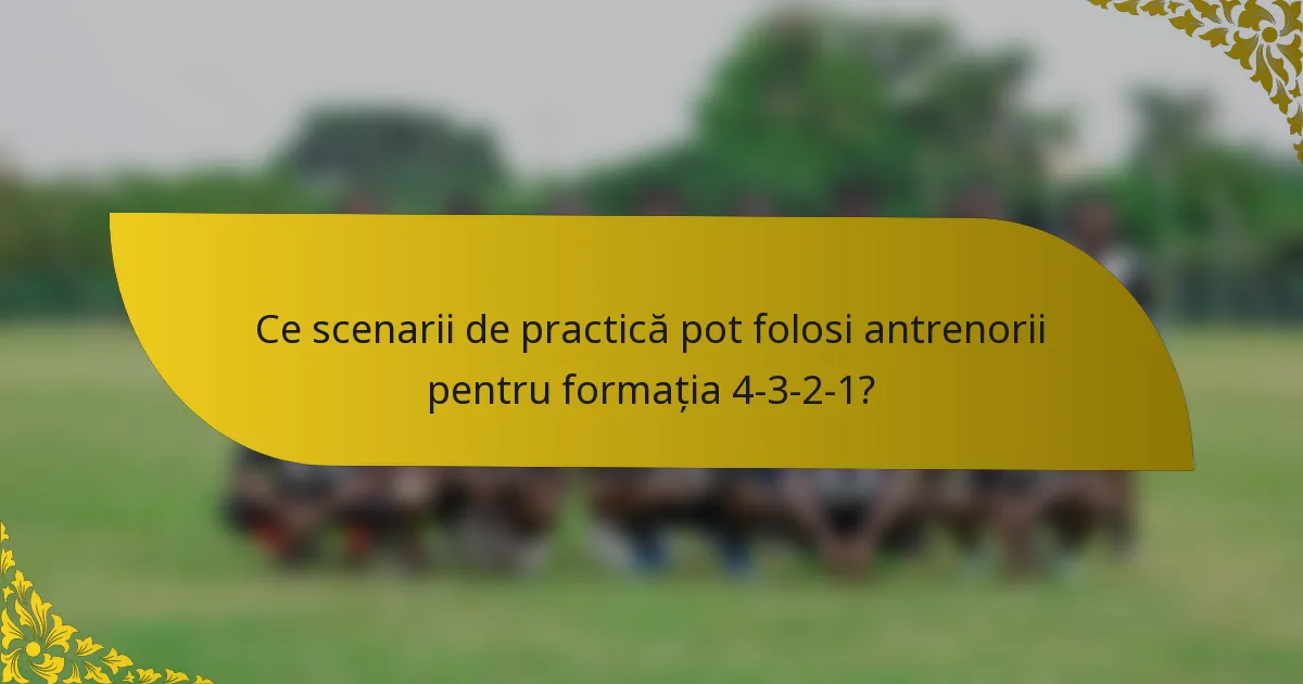 Ce scenarii de practică pot folosi antrenorii pentru formația 4-3-2-1?