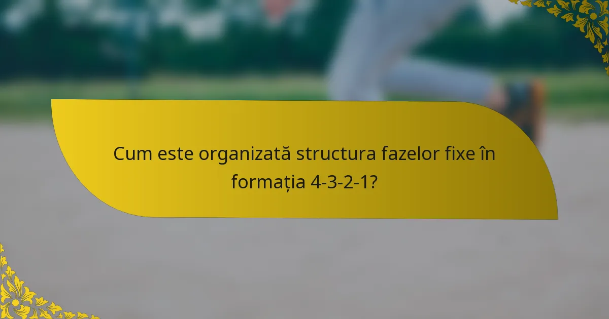 Cum este organizată structura fazelor fixe în formația 4-3-2-1?