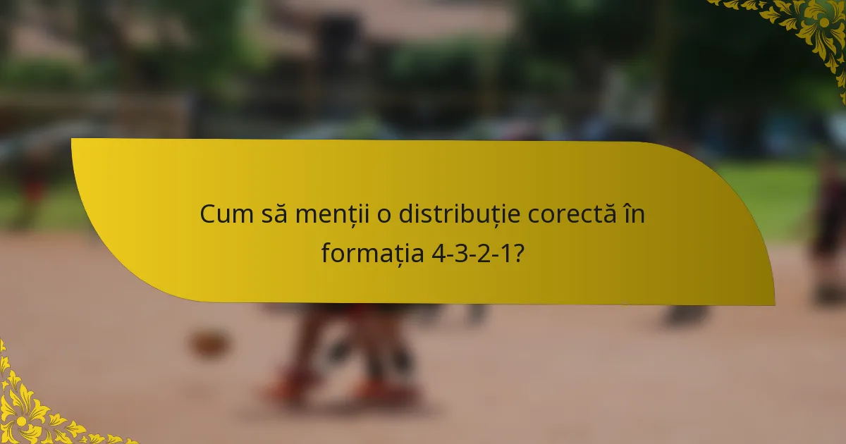 Cum să menții o distribuție corectă în formația 4-3-2-1?