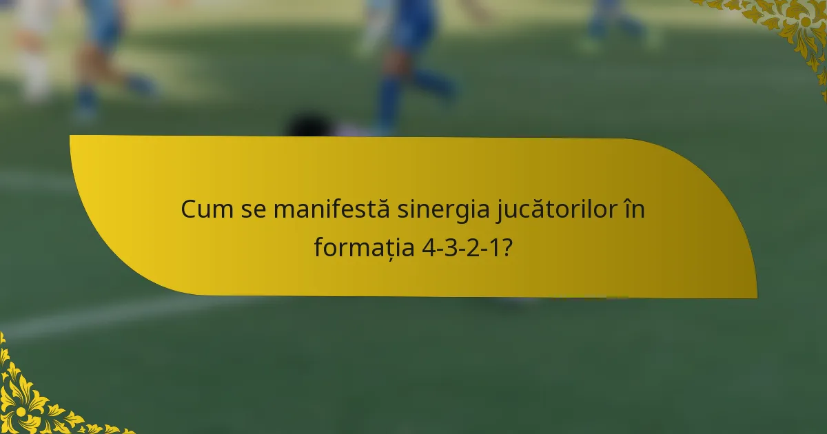 Cum se manifestă sinergia jucătorilor în formația 4-3-2-1?