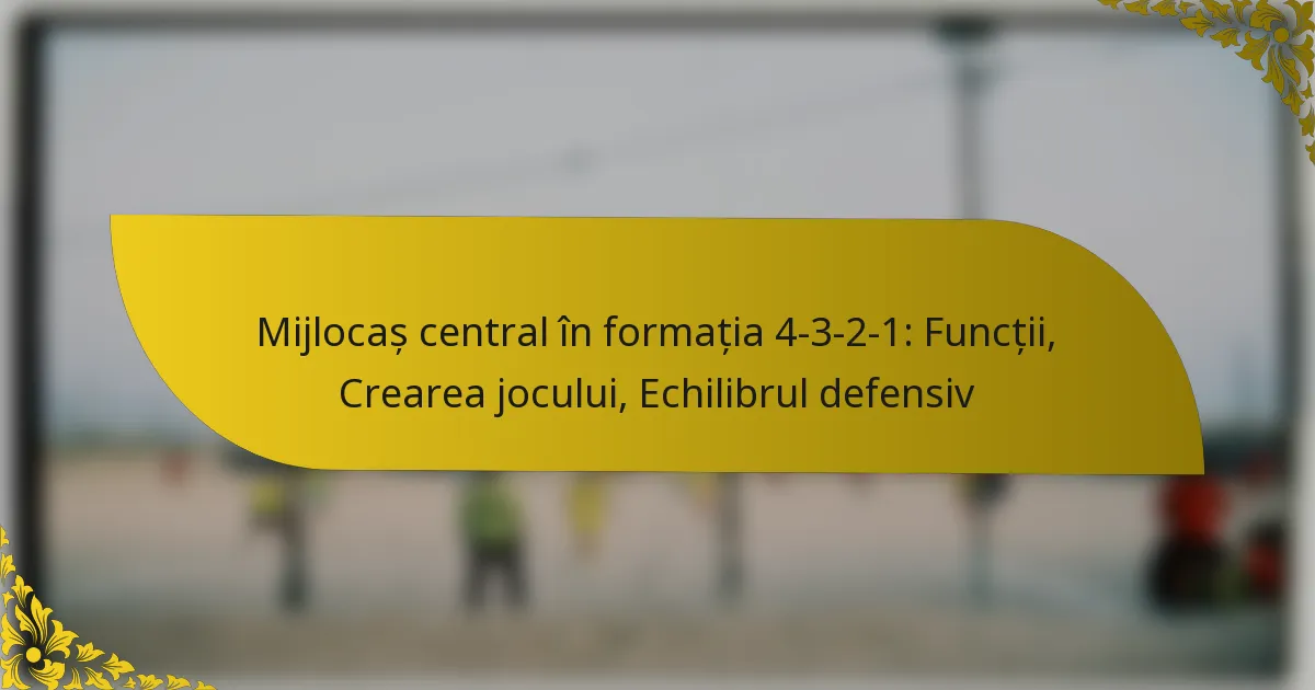 Mijlocaș central în formația 4-3-2-1: Funcții, Crearea jocului, Echilibrul defensiv